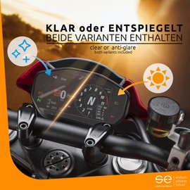 s.e. 2 x 3D Tacho Screen Protectors for Kawasaki Cockpit Speedometer, Anti-Glare Anti-Scratch, Anti-Stone Chip, Tacho Film Matte for Instrument Display, Clear & Matt Included