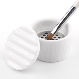 BOMOQING Nail Brushes Washing Cup, Ceramic Dampen Dish with Lid for Nails Monomer, Acrylic Brush Cleaner & Nail Brush Holder