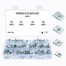 Mgmxbsth 100PCS Stainless Steel Sheet Metal,Thread Clip Nut Set,M4 M5 M6 M8 U-Type Sheet Metal Nuts, Auto Car U Clips,U Clips Nuts Assortment Automotive Interior Trim Fasteners