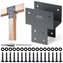 Wocepu 1 Pack Heavy Duty 4x4 (Actual 3.5"x3.5") Stainless Steel Post Caps Tie Bracket , Fit Connecting Wood Gazebo, Deck Patio Post and Wood Beams Bracket (Dark Ggray)