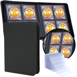 LOMONEH 4 Pocket Top Loader Binder, Trading Card Binder Holds 128 Toploaders, Toploader Binder Comes with 25 Pcs Top Loaders, Fits for MTG, TCG & Sports Cards