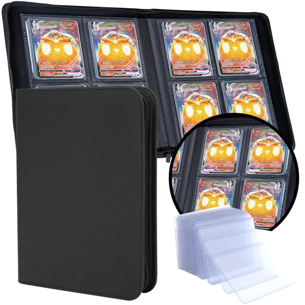 LOMONEH 4 Pocket Top Loader Binder, Trading Card Binder Holds