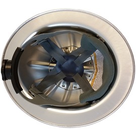Skull Bucket Aluminum Hard Hats, Full Brim with Ratchet Suspensions Silver, One Size Fits Most