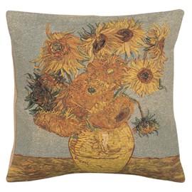 Charlotte Home Furnishing Inc. Belgium Cushion Cover - Large, 18.00 in. x 18.00 in. Vincent Van Gogh | Van Gogh's Sunflower III
