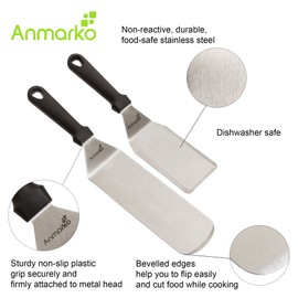 Metal Stainless Steel Spatula Set - Griddle Scraper and Pancake Flipper or Hamburger Turner - Stainless Steel Utensil Great for BBQ Grill Flat Top - Commercial Grade