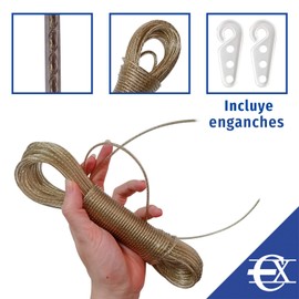 EUROXANTY Washing Line | Washing Line | Reinforced Steel | Heavy Duty for Candy Cane and Camping | PVC Cover | Includes Tensioners | Pack 2