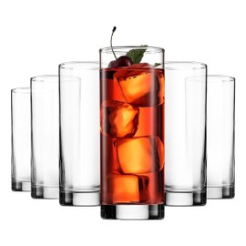 Bormioli Rocco Cortina Cooler Glasses Set of 6, Highball Glasses, 13 Oz Weighted Bottom Tall Bar Glass Tumbler - Drinking Glass for Mojito, Cocktail Dishwasher Safe Glassware, Made In Italy.