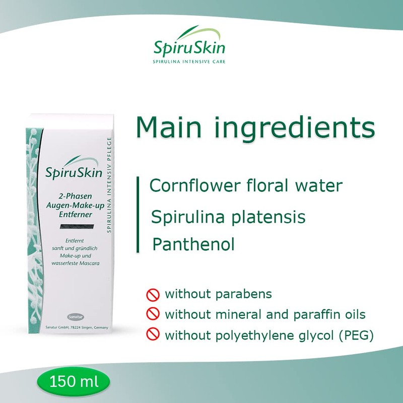 Sanatur SpiruSkin 2 Phase Eye Makeup Remover 150ml Bottle Gentle