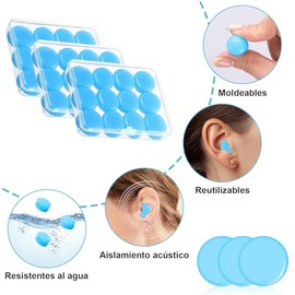 36Pzs Tapones de Oídos para Dormir Silicona, Moldeable y Impermeable | Cancelacion de Ruido 32dB, No intraauriculares, Reutilizables, Ronquidos, Nadar, Concierto, Viajar, Sensibilidad al Ruido
