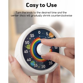 BellMan Visual Timer with Pause Button, 60 Minute Countdown Rainbow Timer for Kids and Adults with Silent Operation, Study and Meetings Time Management Tool, Design for Home, Office and Gift, Blue