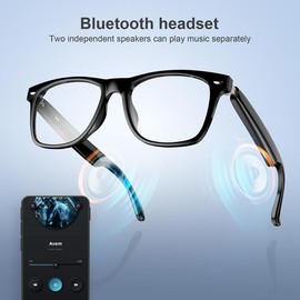 Smart Glasses, Multifunctional Anti-blue Light Glasses, Wireless Headphone Smart Glasses for Listening To Music & Calling - UV Protective - Style: E13C clear glasses