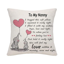AMFUN Nanny Gifts Cushion Cover, 18×18 Inch Nanny Throw Pillow Cover, Cushion Case for Nanny Birthday Christmas Thanksgiving Gift (Our Nanny)