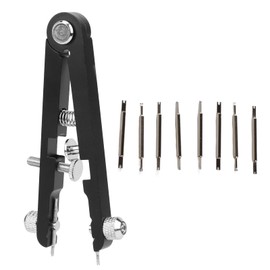 Walfront Watch Spring Bar Plier Set with 8 Tips 6825 Spring Bar Plier Tool Set Watch Repair Tool Adjust Spring Bar Tweezer Repair Watchband Watchmaker Strap Removing Chain Tool (Black)