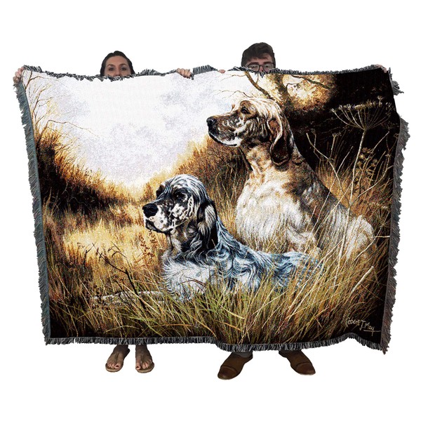 English Setter - Robert May - Cotton Woven Blanket Throw - Made in The USA (72x54)