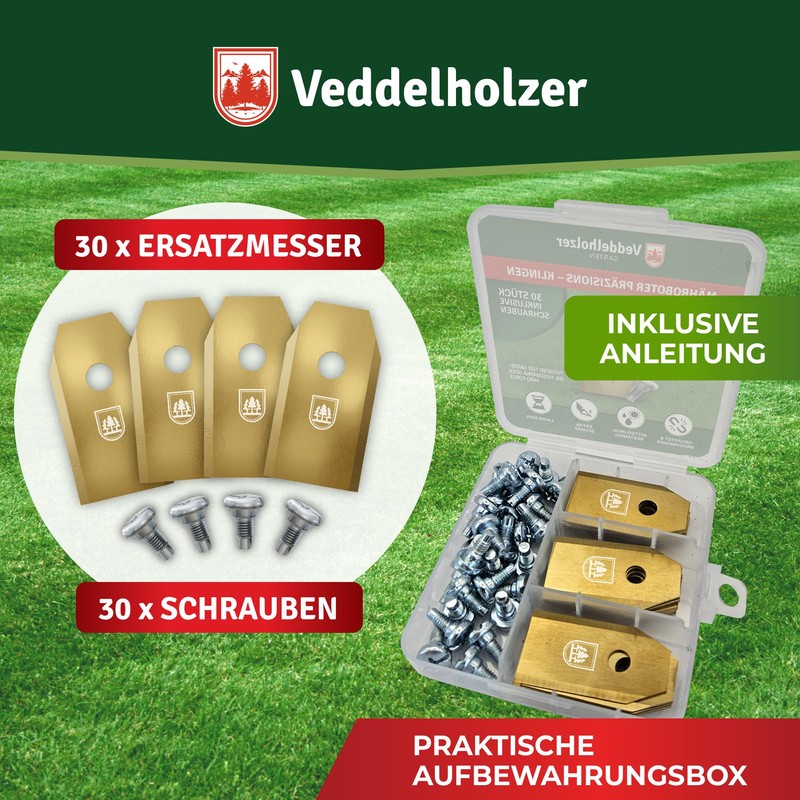 Veddelholzer 30 Durable Robotic Lawnmower Blades Made of Stainless Steel