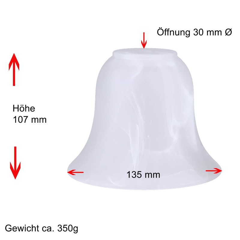 Lamp Glass White Diameter 135 mm Alabaster Glass Replacement Glass