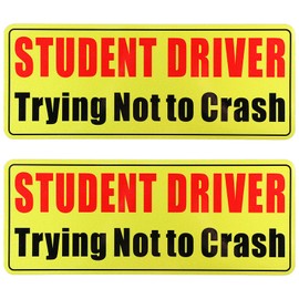 Ptwola 2 Pcs New Driver Remind Others to Be Patient Safety Warning Reflective Bumper Signs Student Driver Sticker Removable Novice Safety Attention Sign Set Rectangular Bright Sign for Rookies