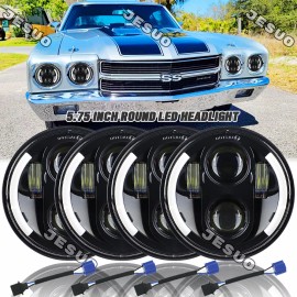 JESUO 5.75" 5-3/4 LED Headlights Hi/Low For Chevy Chevelle 1964-1970 Convertible 4pcs