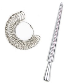 Ring Sizer UK Metal Measurement Scales Kit Tools for Measuring Rings Diameters for Jewelry Measurement Adults Children Sizer (1Set Silver Ring Sizer kits)