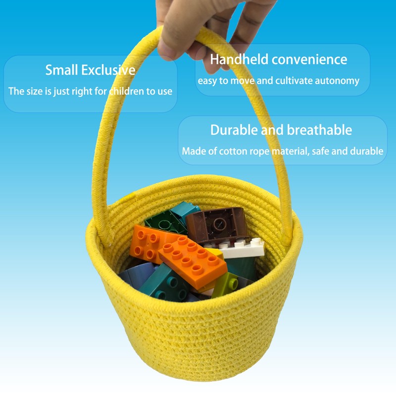 Prudance Small Woven Basket Handle Bag, 6" x 5",Yellow