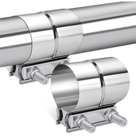 2.25 Inch Exhaust Clamp, 2 1/4'' Lap Joint Band Clamp for Pipes Catalytic Converters, Mufflers Clamp Stainless Steel 2PCS