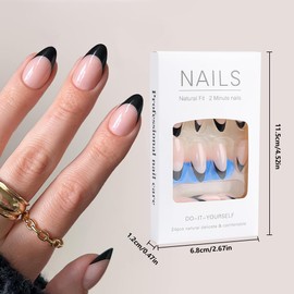 24-Piece Set of Almond Nails, French Artificial Nail Pads, Glossy Nude Oval False Nails, Press on Nails with Nail Glue, Artificial Nails Suitable for Women (05)