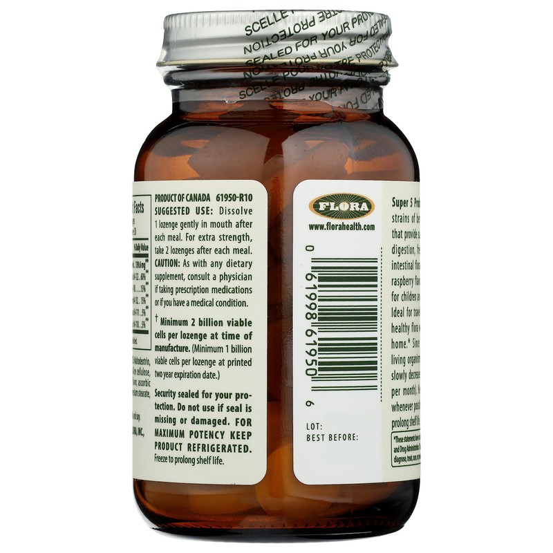 Flora - Super 5 Lozenge Probiotic, Raspberry Flavored Oral Probiotic,