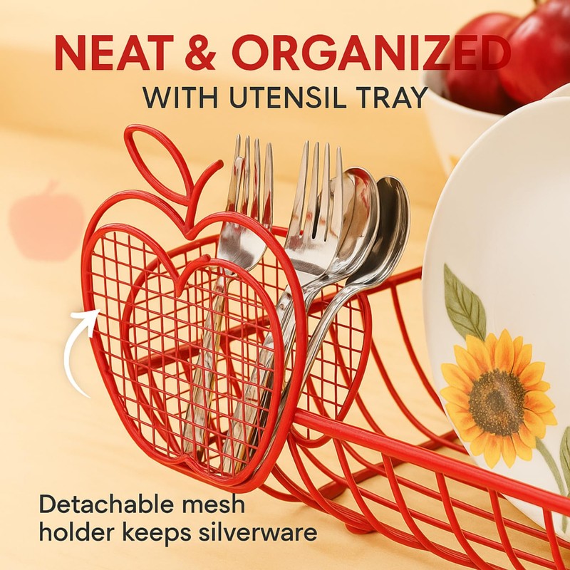Jumbl Expandable Dish Drying Rack – Apple Decor Metal Dish