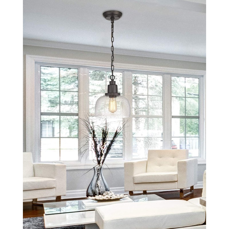 EAPUDUN 1-Pack Farmhouse Pendant Light, 1-Light Industrial Hanging Light Fixture
