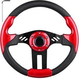 Golf Cart Steering Wheel for EZGO Club Car Yamaha Universal Steering Wheel EZGO Steering Wheel Club Car Cool Racing Style Steering Wheel Golf Cart(Steering Wheel Red)