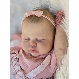 Zero Pam Real Life 24 inch 60 cm Reborn Baby Dolls Girl,Big Size Chubby Newborn Silicone Vinyl Baby Doll Soft Cloth Body,Lifelike Closed Eyes Painted Hair Toddler Doll for Kids and Collectors