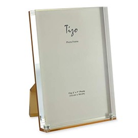 Tizo 5x7 Designer Lucite Picture Frame, 1 Inch Thick with Lucite Easel Back, Gold (Multiple Colors Available)