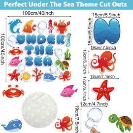 Sea Life Cutouts Under The Sea Classroom Bulletin Board Decorations Ocean Themed Tropical Fish Sea Animal Birthday Party Supplies for Toddler Kids Students Classroom