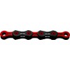 KMC Bicycle Chain, DLC11 Waxed Black/Red, 1/2 Inch x 11/128