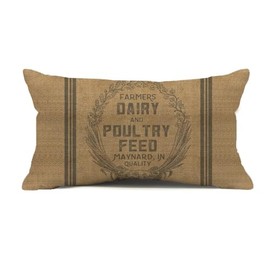Faromily Vintage Farmhouse Throw Pillow Cover 12x20 Inch Retro Farmers Dairy and Poultry Feed Outdoor Fall Pillows Decorative Lumbar Throw Pillow Cushion Cases for Sofa Couch (Feed)