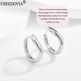 USEEDOVIA Silver Hoop Earrings for Women Girls, 925 Sterling Silver Hoop Earrings丨Hypoallergenic Huggie Twisted Hoops Earrings Jewelry Gift for Her