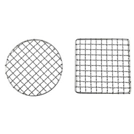 Sarini 2 Pieces Grill Grate Stainless Steel BBQ Cooking Grill Mesh Campfire Grill Square Round for Camping Backpacking Fishing Outdoor Cooking