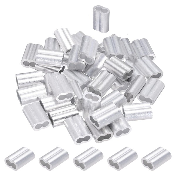 PATIKIL 1/4"/ 6mm Aluminum Crimping Loop Sleeves, 40Pcs Cable Crimp