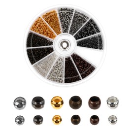 HJZHII 3000 Pcs Crimping Beads Kit, 6 Colors 1.5mm/2mm Mini Copper Seed Beads Tiny Loose Crimp Clamp End Stopper Space for Necklace Earring Bracelet Jewelry DIY Crafts Supplies