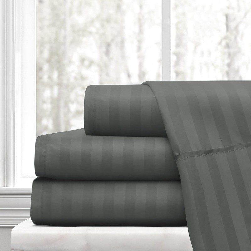 Ev Dekor® Double Duvet Cover Set Hotel Quality Stripes Satin