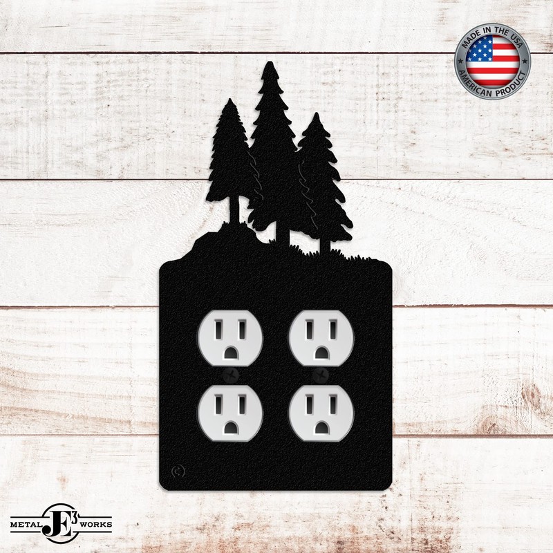 3 Pine Trees Double Duplex Power Outlet Wall Plate (Double