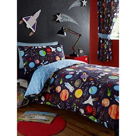 2310 Space Solar System Space Shuttle Single Duvet Cover + Pillow Cover Set
