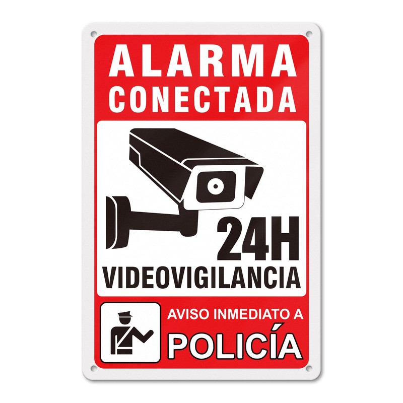 YIKIADA Cartel Videovigilancia - Placa alarma - Aviso a Policía
