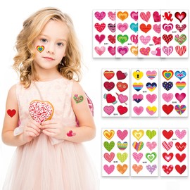 Y&C TENCOB Heart Tattoos For Kids,Wedding Love Confession Couple Bridesmaid Romantic Party Temporary Stickers Valentines Heart Tattoos Sticker for Kids Boys Girls