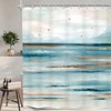 KOMLLEX Abstract Beach Shower Curtain for Bathroom Decor Teal Oil