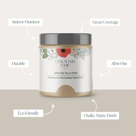 Country Chic All-in-One Chalk Paint for Furniture, Cabinets, Home Decor, Eco-Friendly, Matte Finish, Built-In Primer & Top Coat for Wood, Metal - Road Trip (Tan) - 8 oz (237 ml)