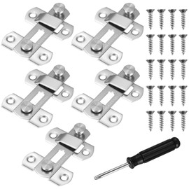 5 Pcs Door Latch, 3 inch Flip Sliding Barn Door Lock Latches, Stainless Steel Metal Flip Gate Latch Locks, Door Bolt Latch Lock for Garage Garden Bathroom Doors Window Outdoor + Screwdriver(Silver)