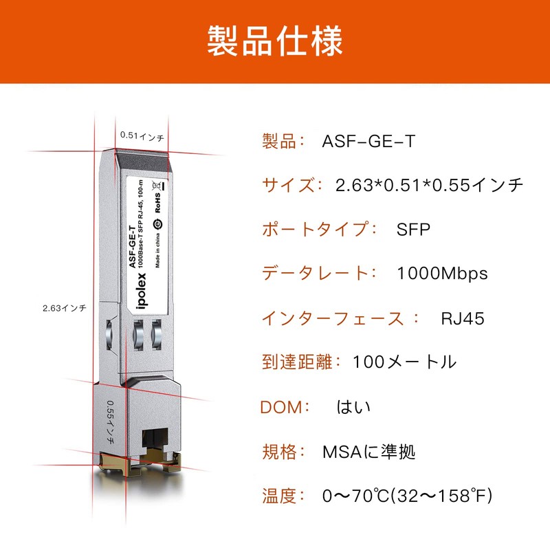 ipolex 1000Base-T SFP Module, 1.25G SFP-T, SFP to RJ45 Optical