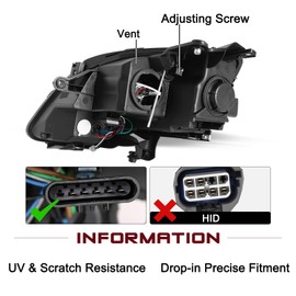 JSBOYAT Fits for 2007-2012 GMC Acadia Halogen Headlights Assembly Projector Factory OE Style Headlamp Driver & Passenger Side，NOT Fit HID Model