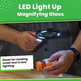 LitezAll Hand Magnifying Glass with Light - LED Illuminated Magnifying Glass for Reading and Hobby Use - Lighted Magnifying Glass for Enhanced Clarity and Precision - Ergonomic Design